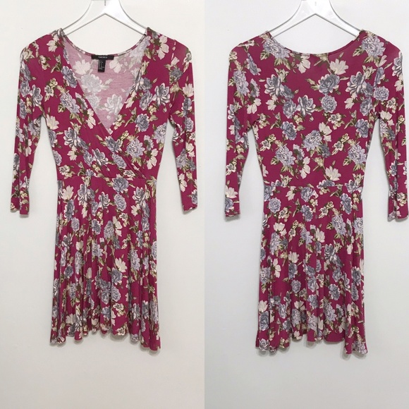 Forever 21 Dresses & Skirts - Forever 21 Floral Faux Wrap Dress Small